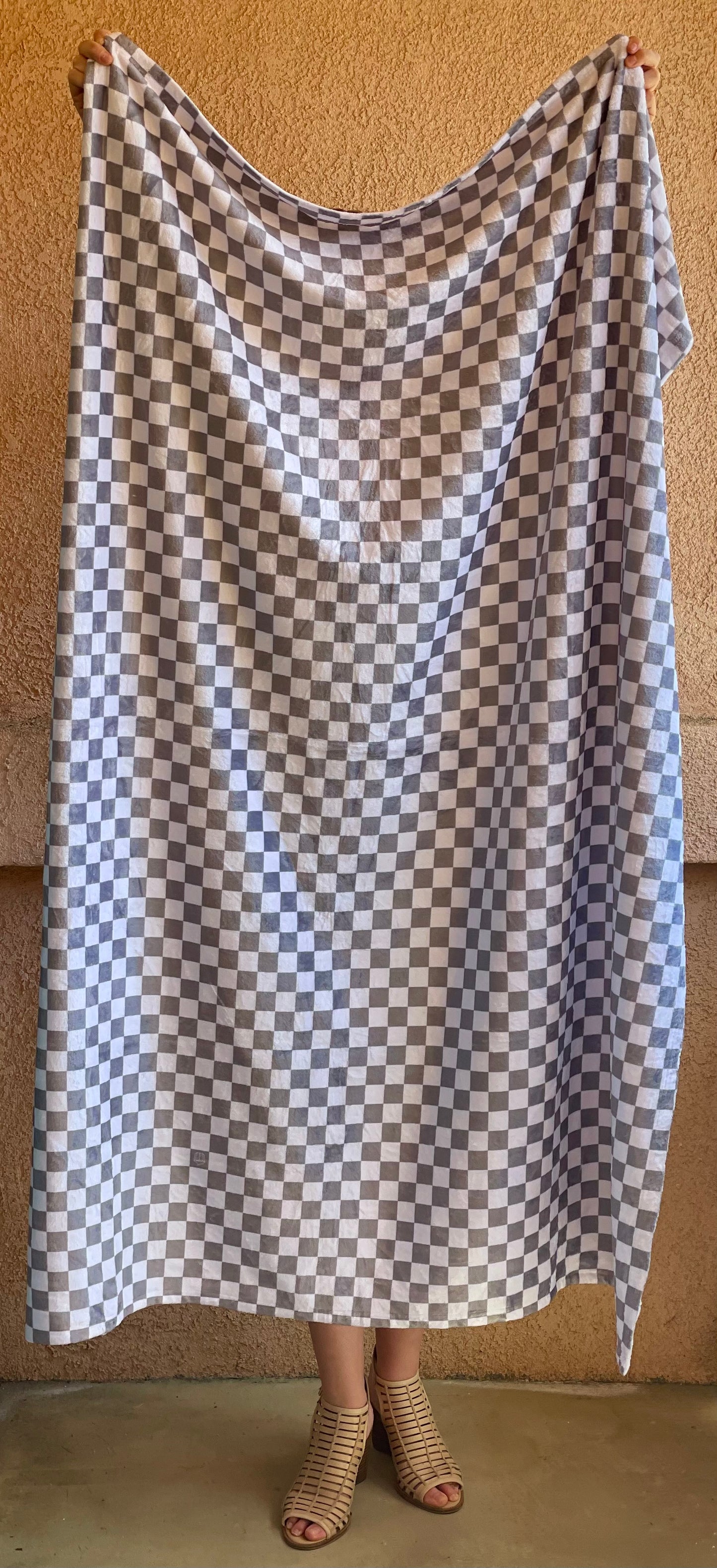 Velveteen Throw Blanket, Light Grey